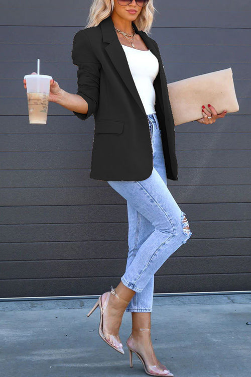 Valenzora | Rosiedress Classic One-Button Back Slit Pocket Blazer