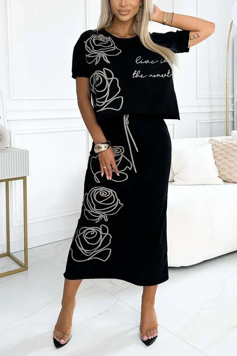 Valenzora | Elegant Two-Piece Set with Floral Pattern for Women