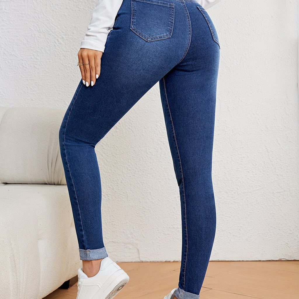 Valenzora | Olive Green High Waist Slim Fit Jeans with Stretch Denim