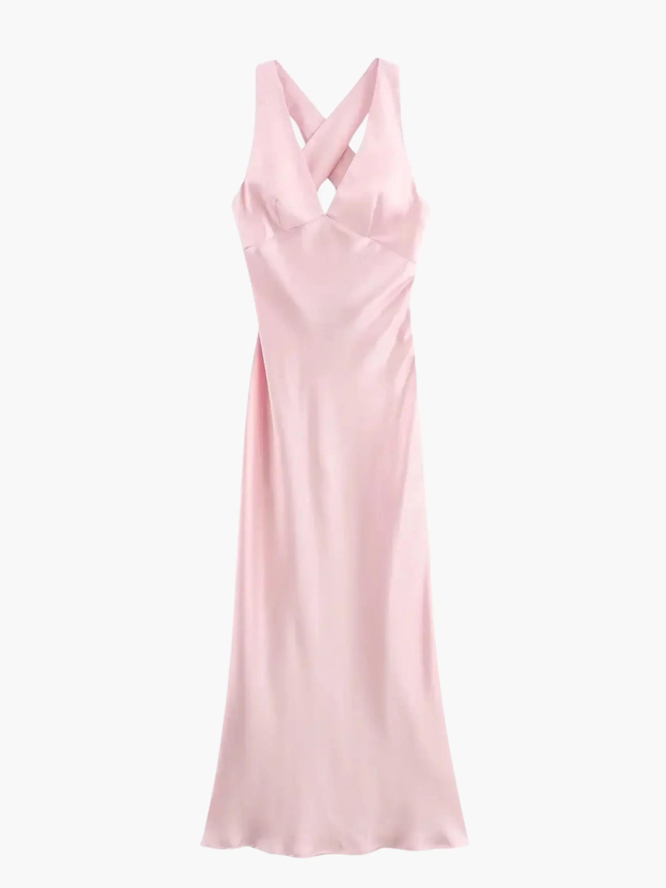Valenzora | Elegantes Satin-Kleid mit Kreuzdetail