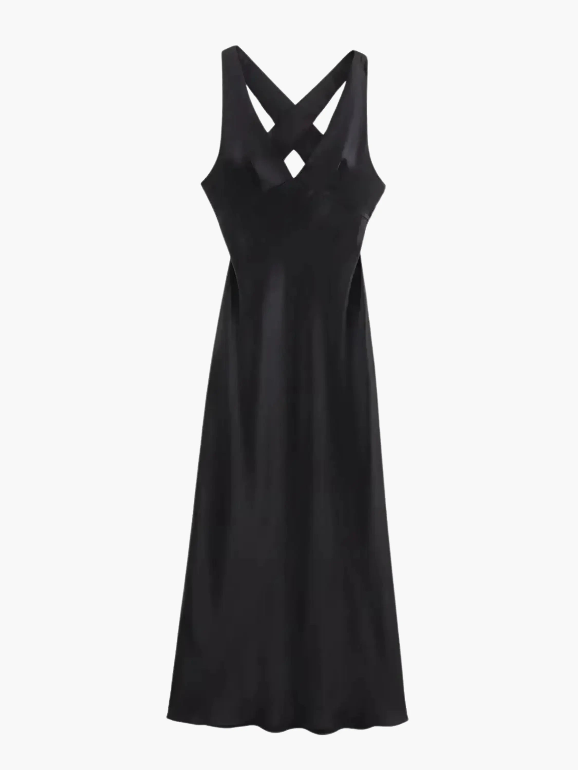 Valenzora | Elegantes Satin-Kleid mit Kreuzdetail