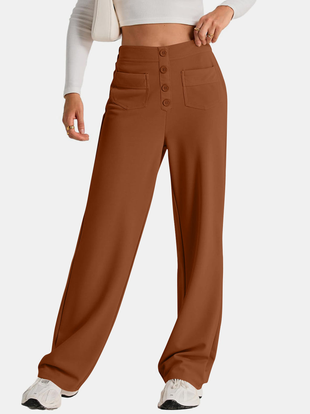 Valenzora | Wide-waisted trousers with pockets, elegant and comfortable