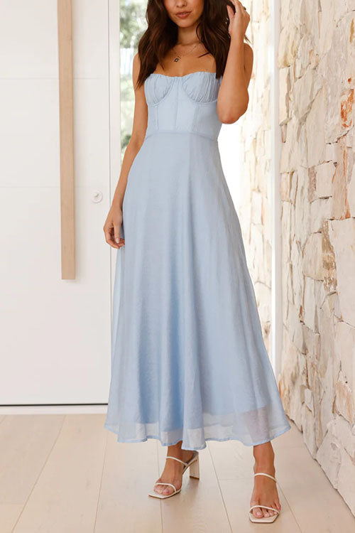 Valenzora | Rosiedress Rückenfreies, geschnürtes, fließendes Maxi-Cami-Kleid