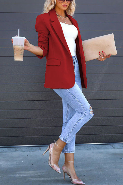 Valenzora | Rosiedress Classic One-Button Back Slit Pocket Blazer