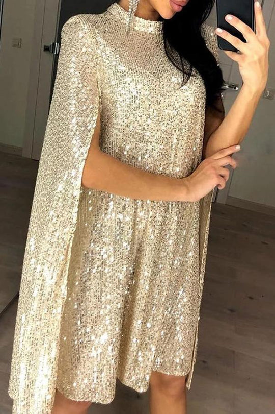Valenzora | Wine Me And Dine Me Sequin Cape Dress