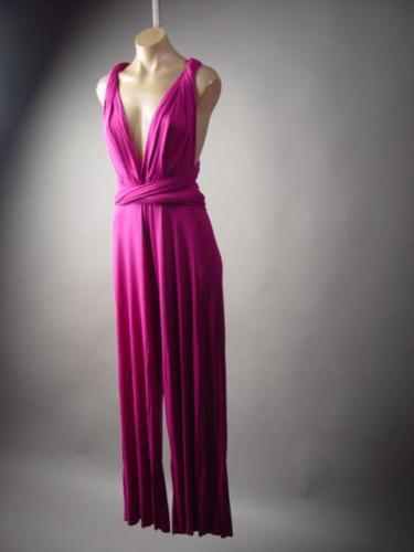 Women's elegant jumpsuit with deep V-neck and innovative wrap design, size S