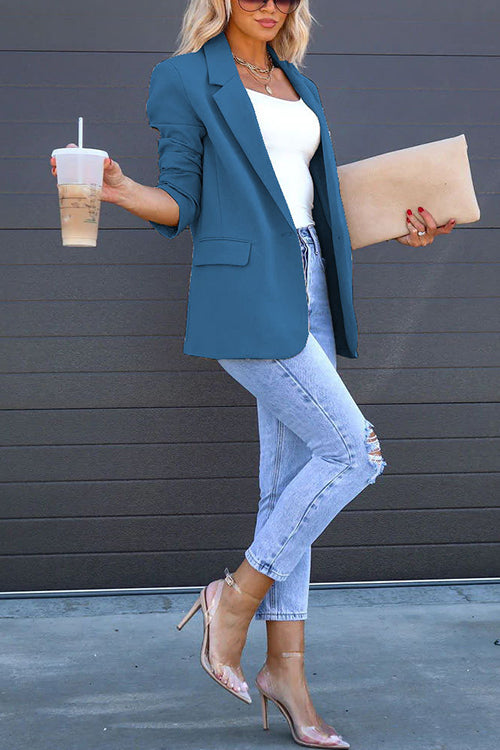 Valenzora | Rosiedress Classic One-Button Back Slit Pocket Blazer