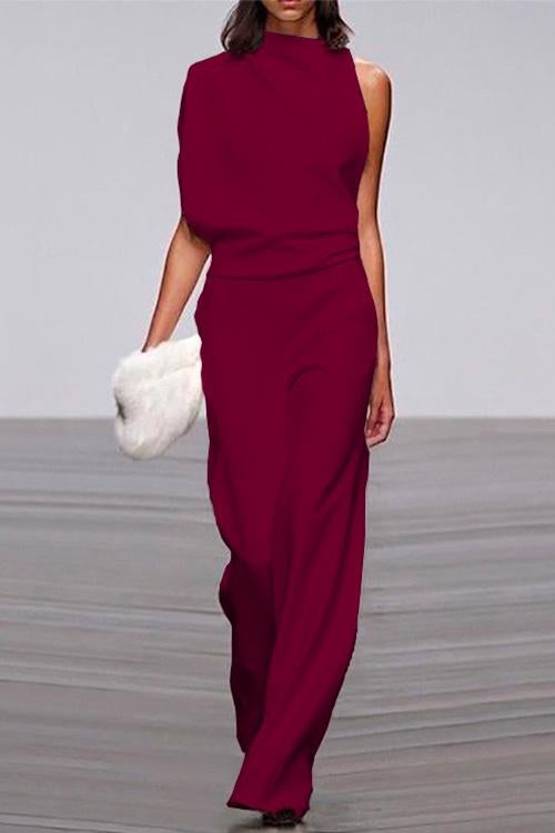 Valenzora | Rosiedress One Shoulder Waist Wide Leg Jumpsuit