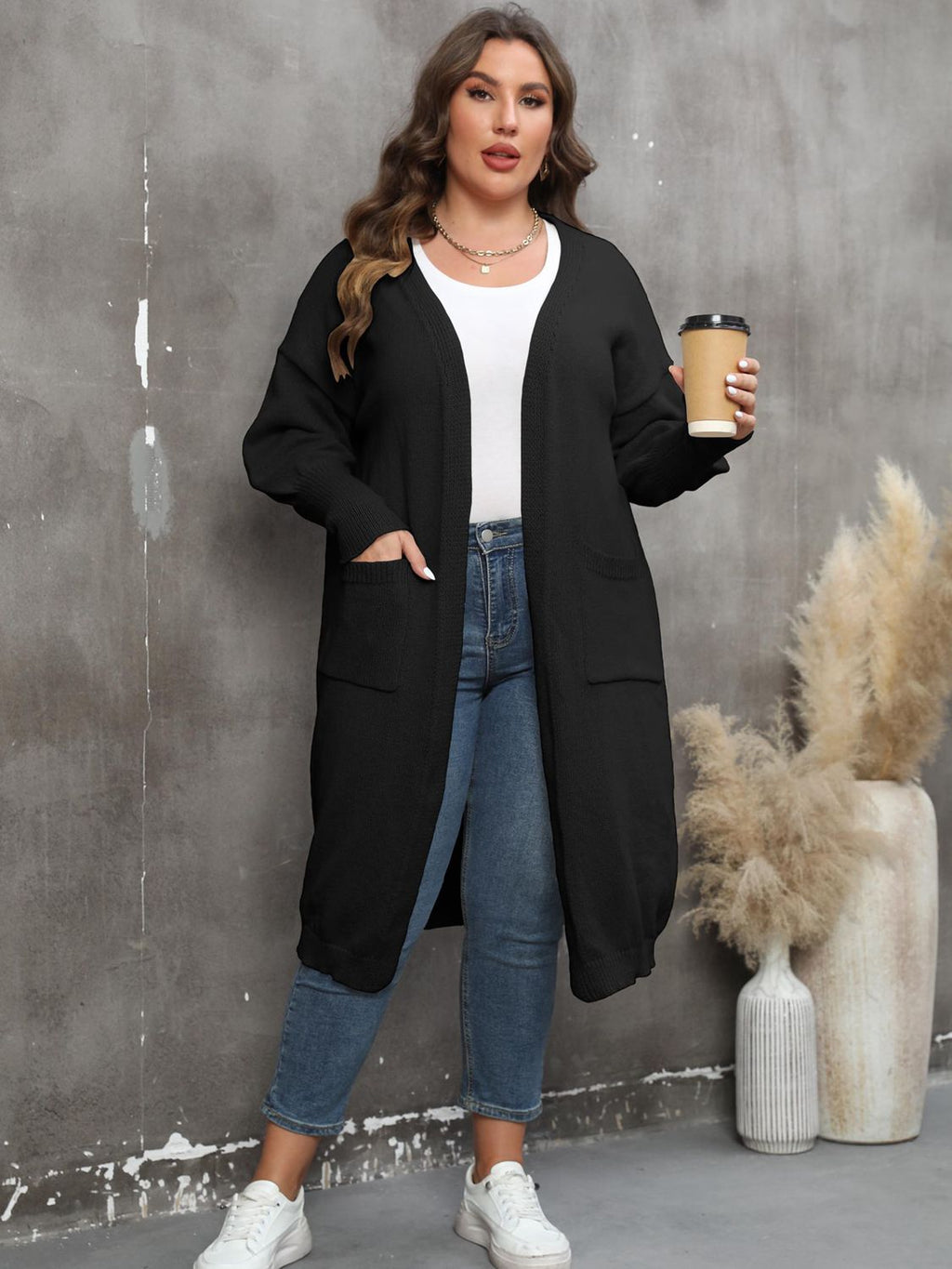 Valenzora | Plus Size Langarm-Cardigan mit Taschen
