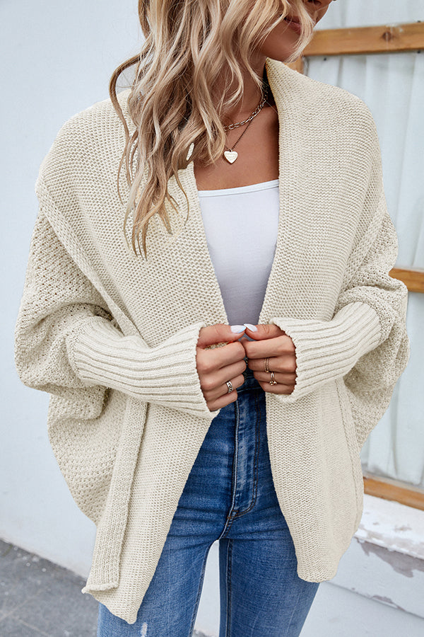 Valenzora | Elegant autumn knit cardigan with dolman sleeves for women