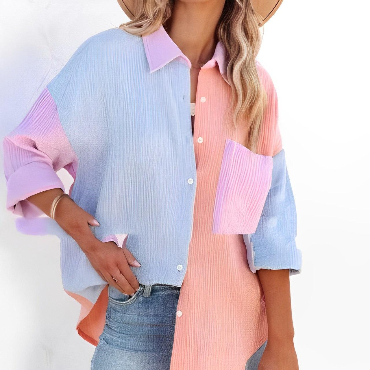 Valenzora | Colorblock-Hemd mit Knopfverschluss für Damen