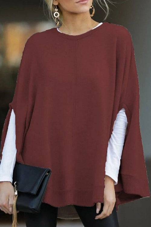 Valenzora | Rosiedress Round Neck Batwing Sleeve Cape Top