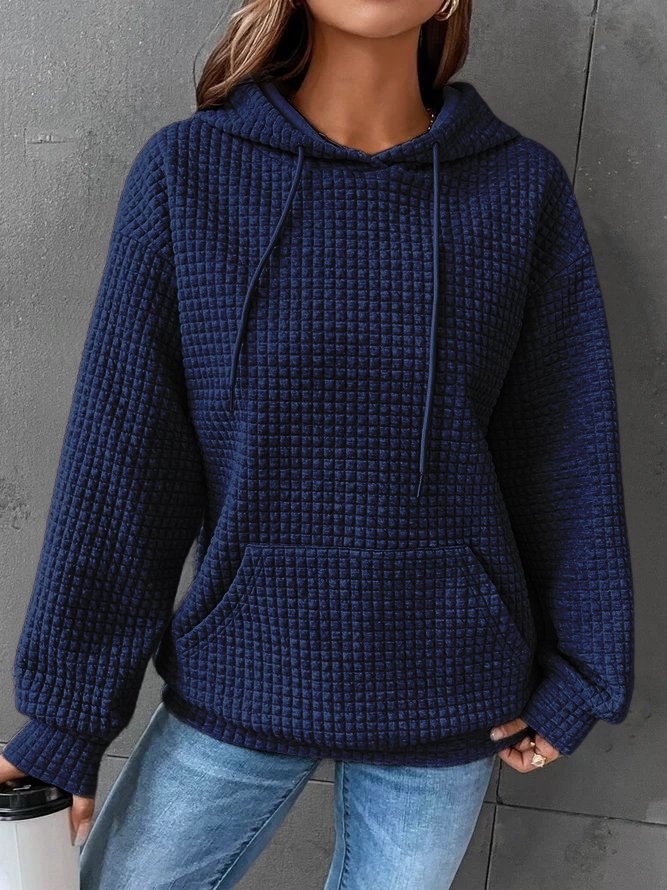 Valenzora | Women's Waffle Knit Hoodie - Casual Oversized Pullover