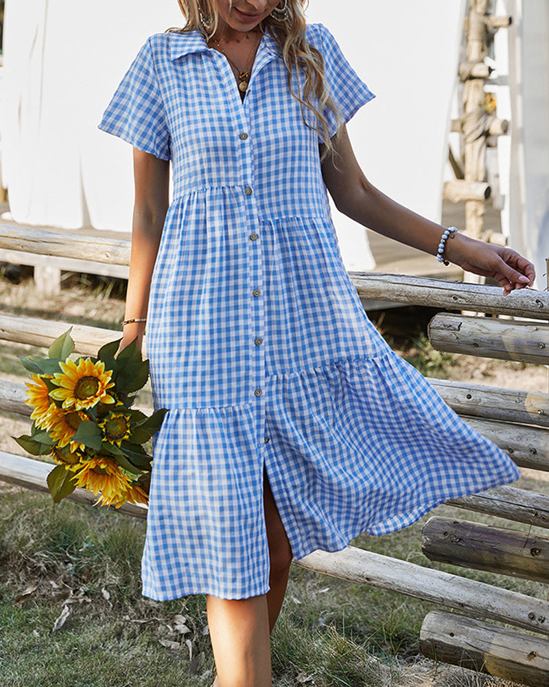 Valenzora | Casual checked shirt dress