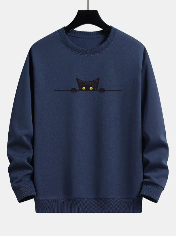 Valenzora | Relax Fit Sweatshirt with Black Cat Print
