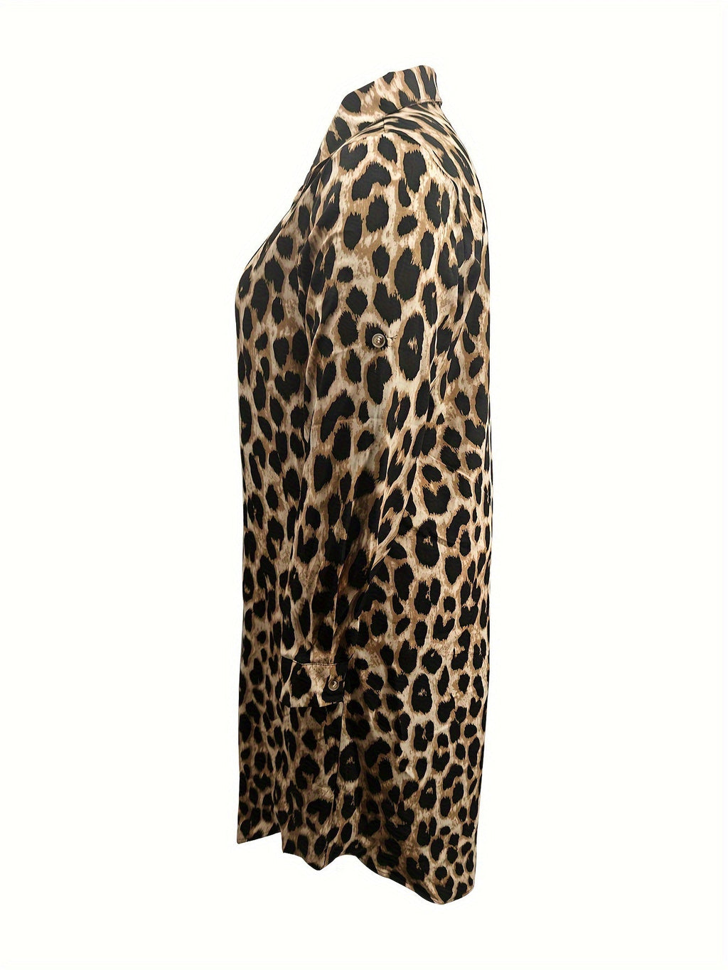 Valenzora | Casual leopard print shirt dress with long sleeves