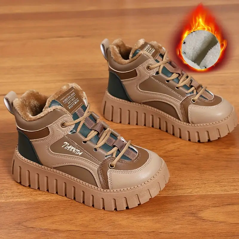 Winter sneakers with plush lining and lacing
