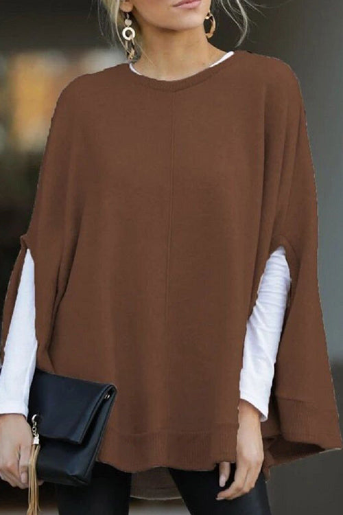 Valenzora | Rosiedress Round Neck Batwing Sleeve Cape Top