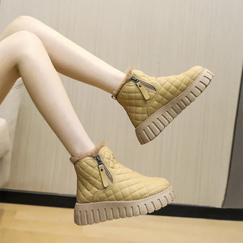 Boots with a checkered pattern