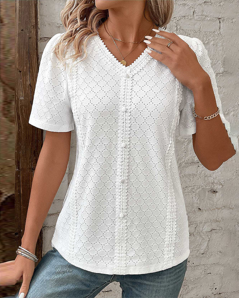 Valenzora | Solid-color top with bubble sleeves