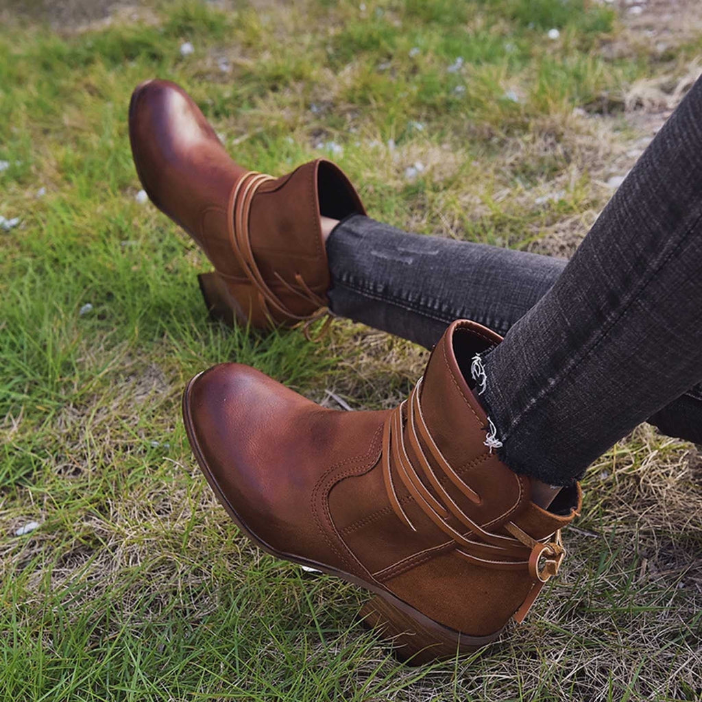 Damen Vintage Schnürstiefel