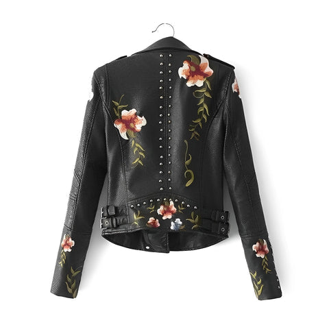 Valenzora | Leather jacket with embroidery