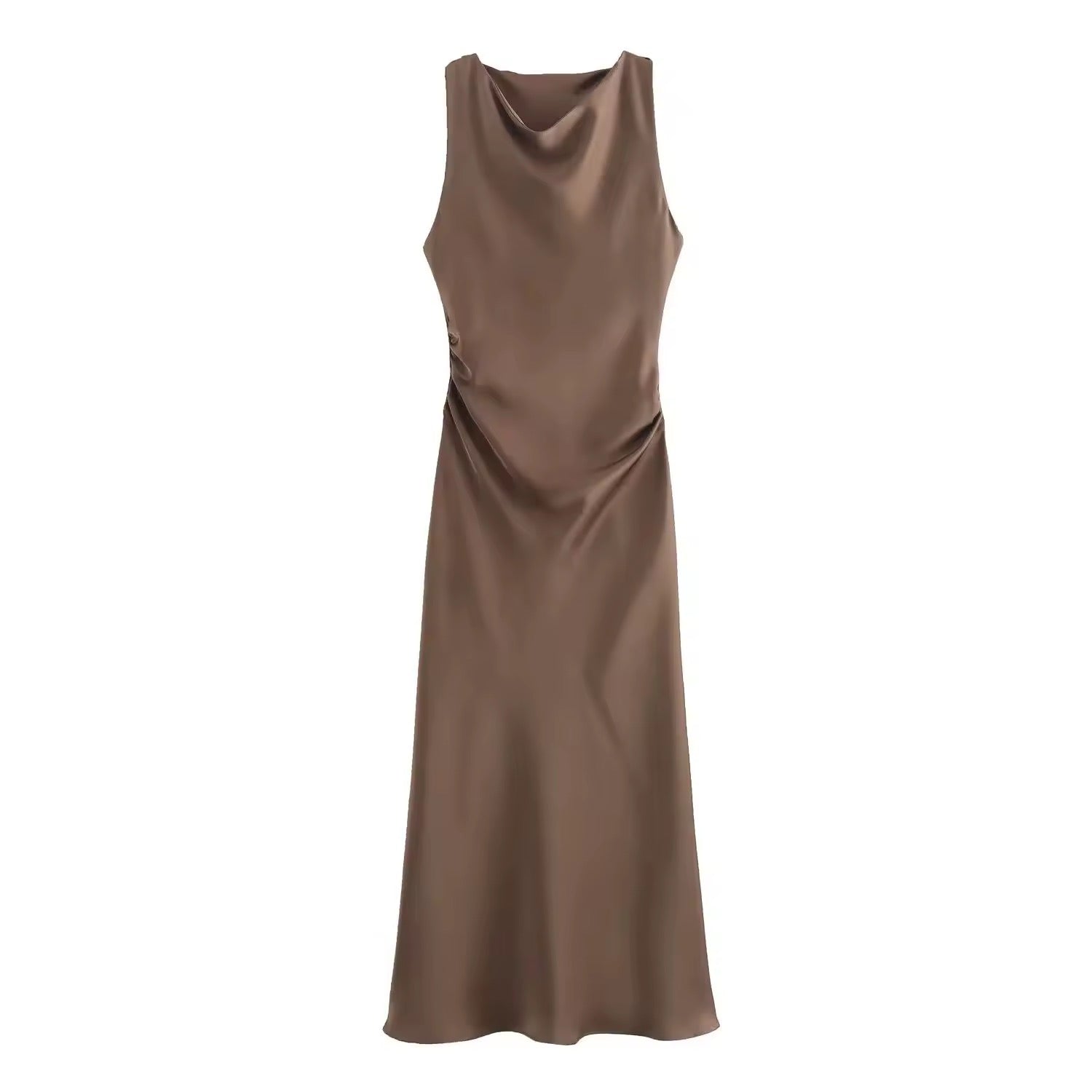 Valenzora | Satin Maxi Dress Elegant Draping