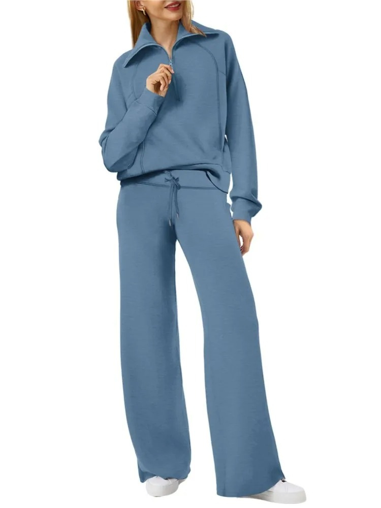 Valenzora | Bequemes Loungewear-Set für Damen mit Stehkragen und Kordelzug, modernes Set
