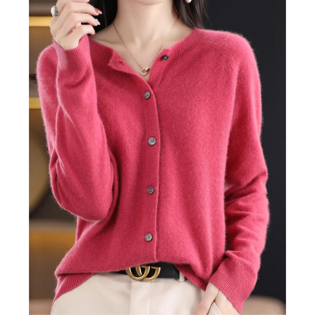 Damen Strickjacke mit Rundhalsausschnitt