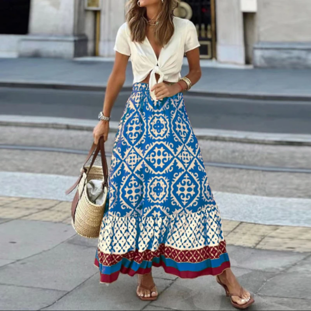Skirt | Trendy geometric high-waisted skirt for casual wear