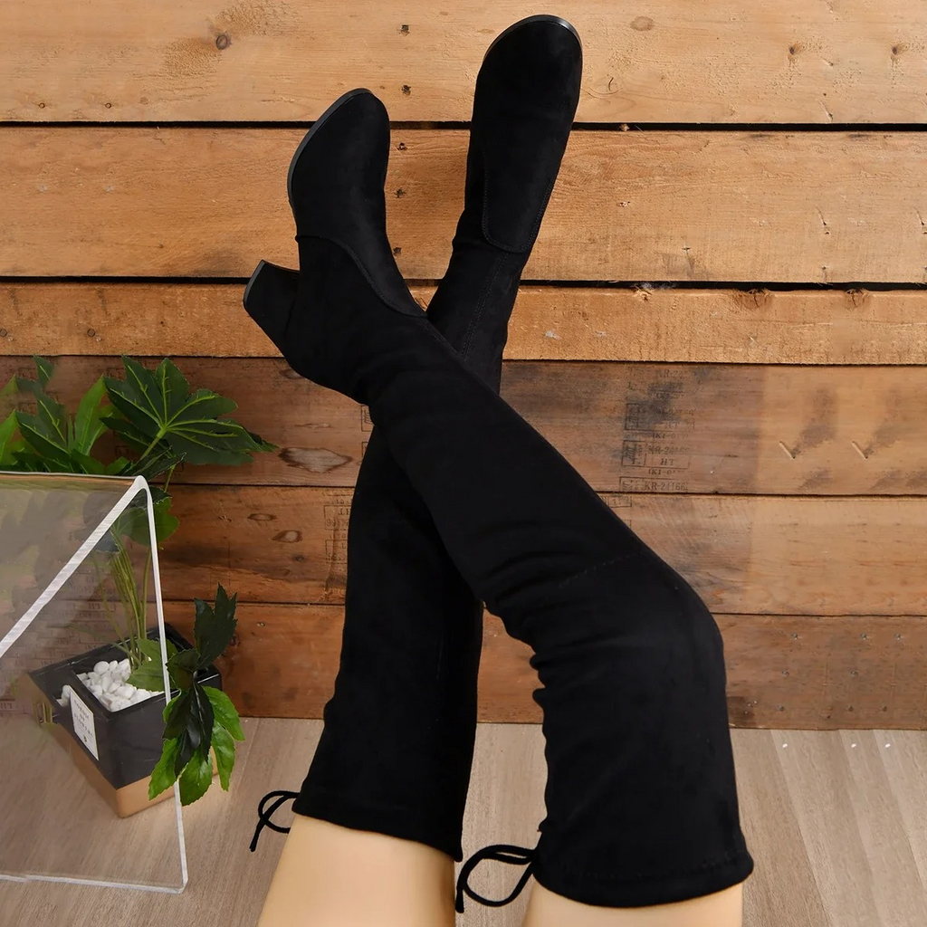 Valenzora | Over-the-knee boots, women's boots, lace-up closure, comfortable fit