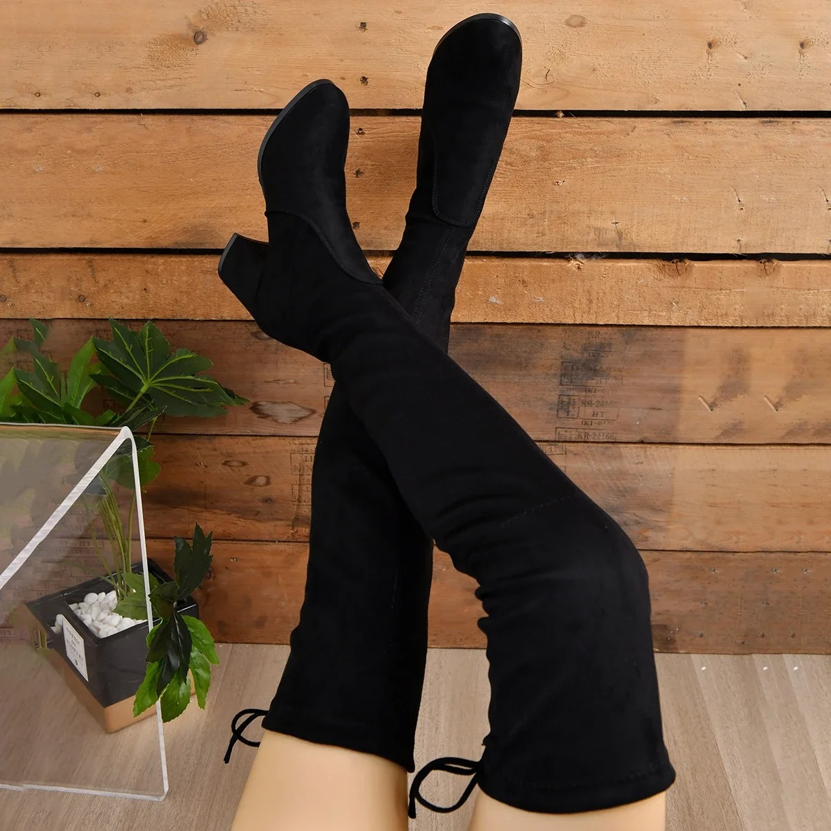 Valenzora | Over-the-knee boots, women's boots, lace-up closure, comfortable fit