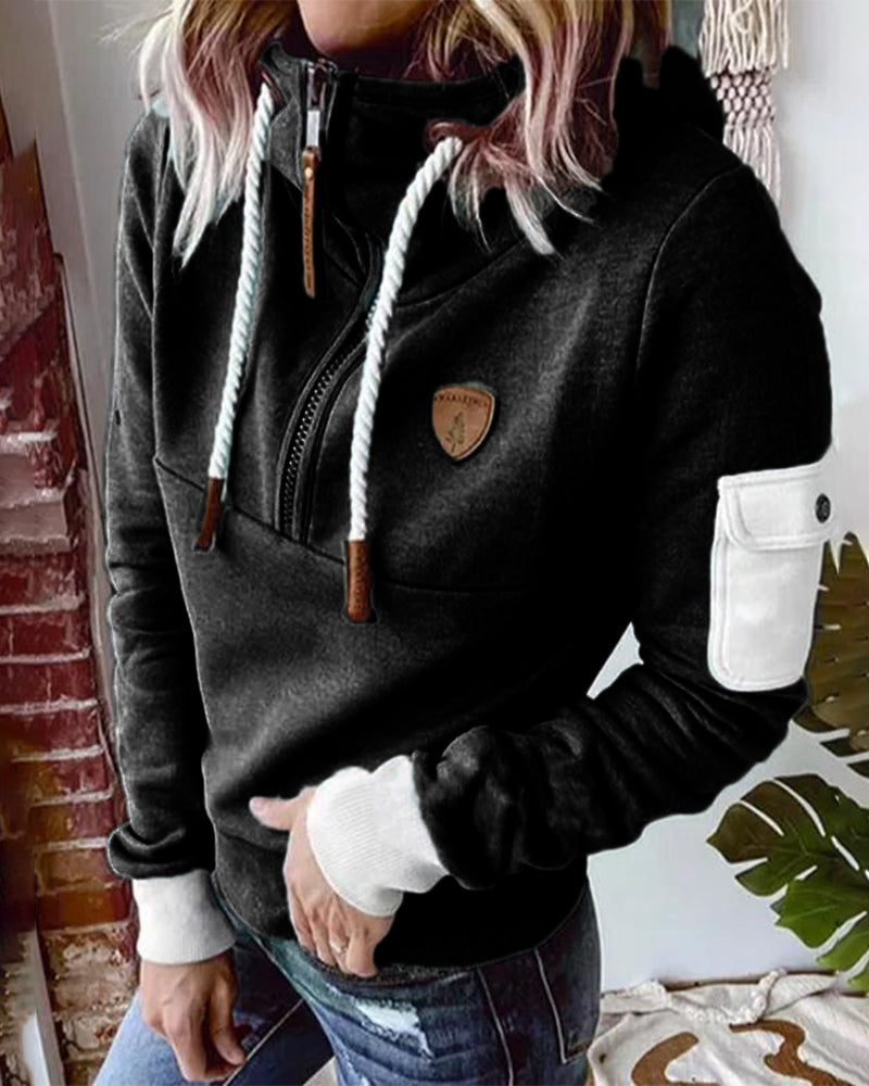 Valenzora | Lässiges Sweatshirt mit halbem Reißverschluss