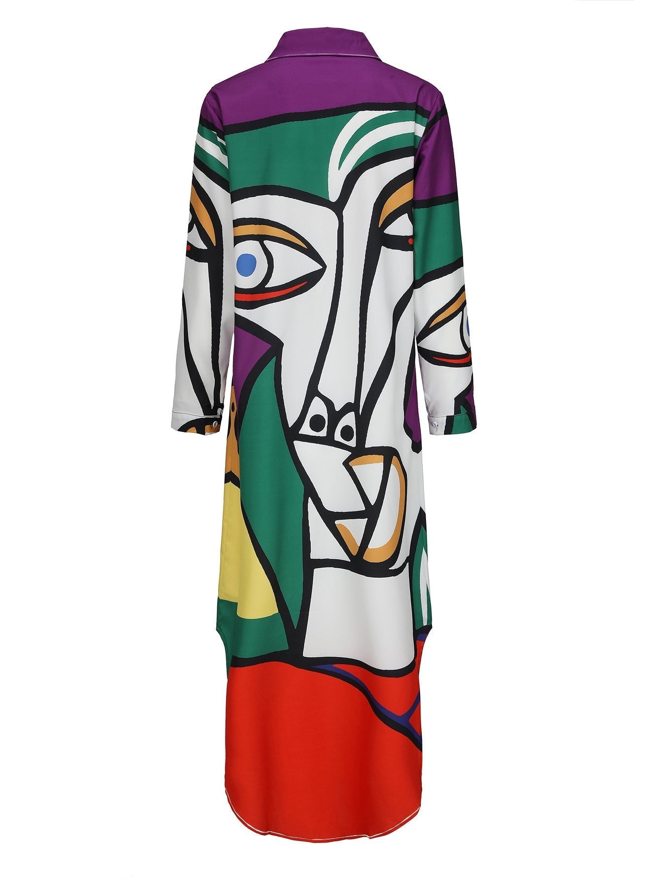 Valenzora | Langes Freizeitkleid mit Gesichtsmuster und Schlitz