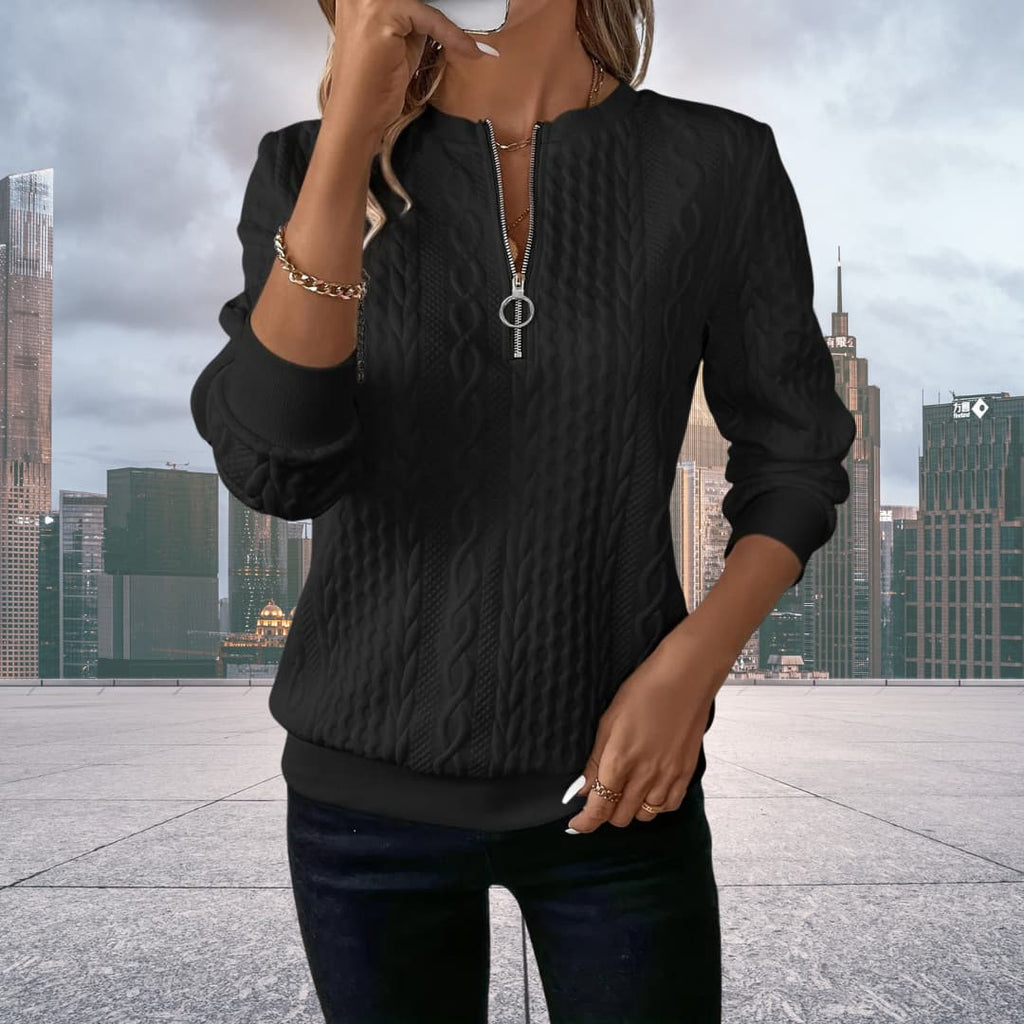 Valenzora | Damen-Strickpullover mit halbem Reißverschluss