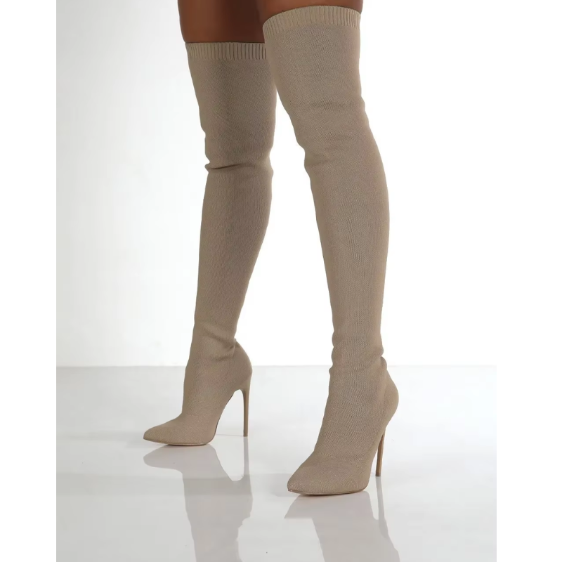 Valenzora | Overknee-Stretch-Stiefel mit Stilettoabsatz, elegante Damenstiefel
