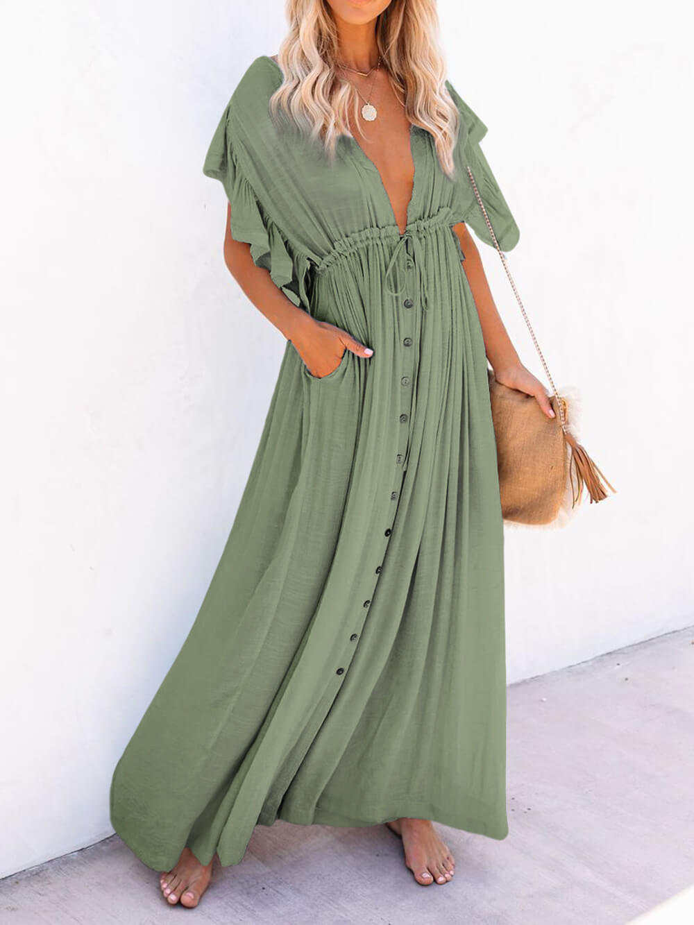 Valenzora | Style Maxi Dress with Flutter Sleeves for Women
