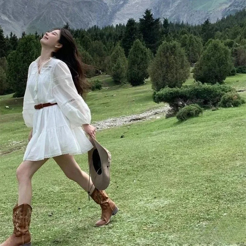 Valenzora | Western style boots for women with pointed toe and block heel, cowboy boots for women