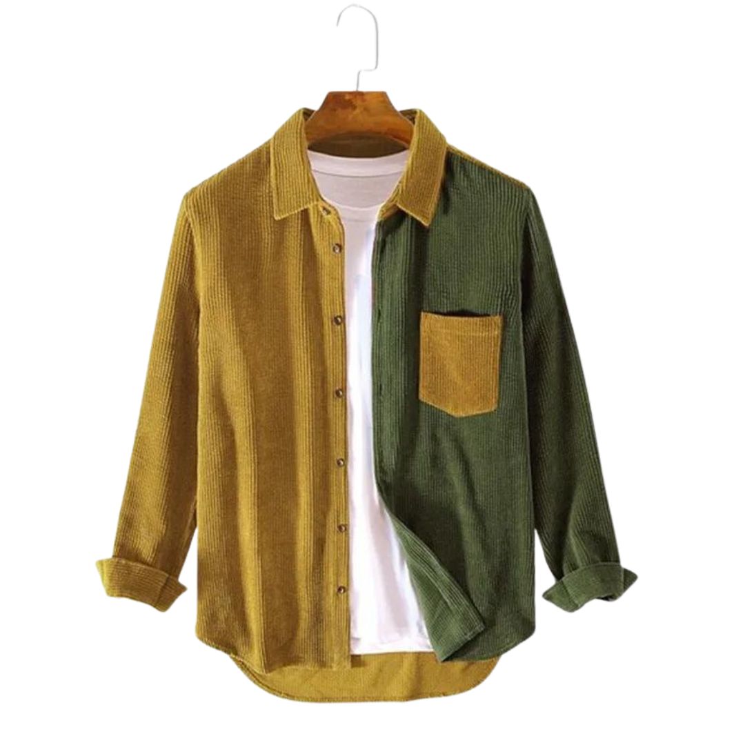 Valenzora | Two-tone corduroy shirt with contrast pocket