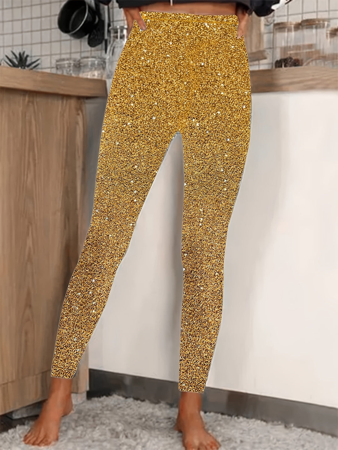 Valenzora | Women's High Waist Sequin Leggings Shiny & Comfortable For Women