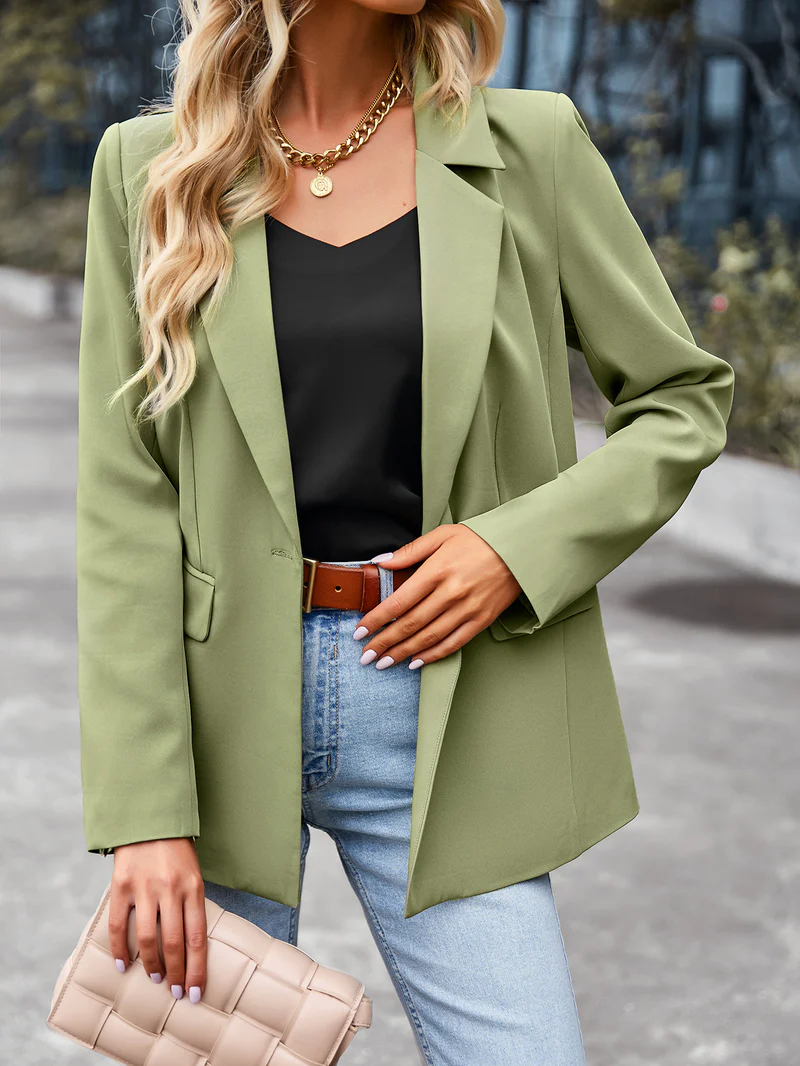 Valenzora | Women's blazer with one button, long sleeves, tailored cut, casual chic
