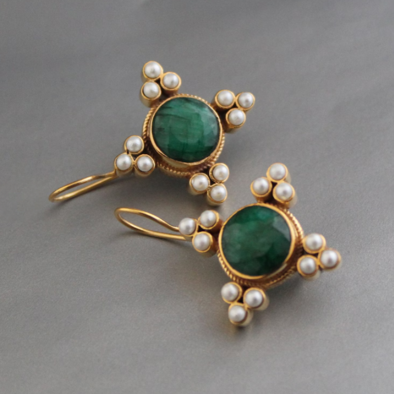 Valenzora | Pearl Vintage Drop Earrings Gold Plated