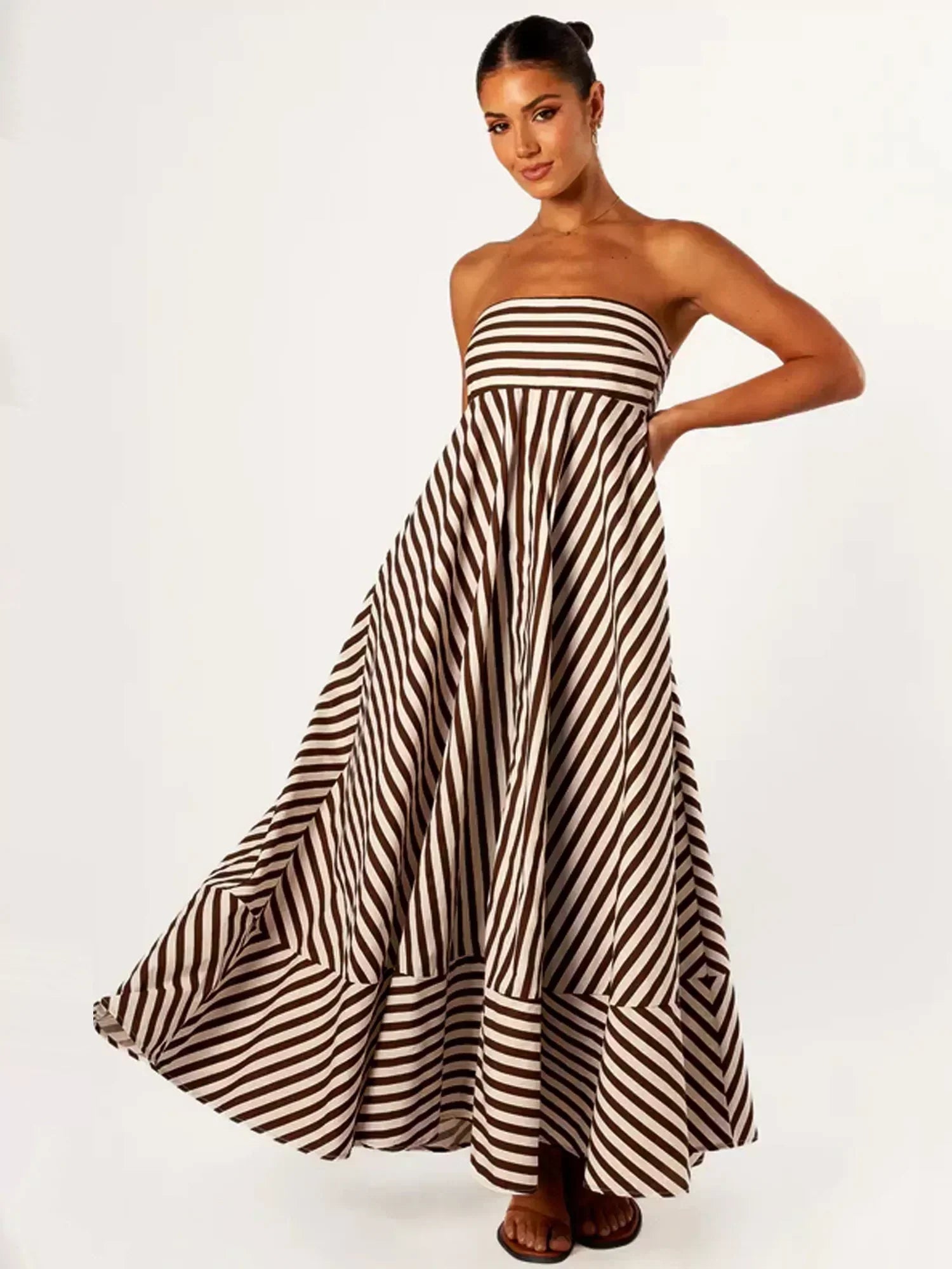 Valenzora | Strapless Striped Maxi Dress for Women