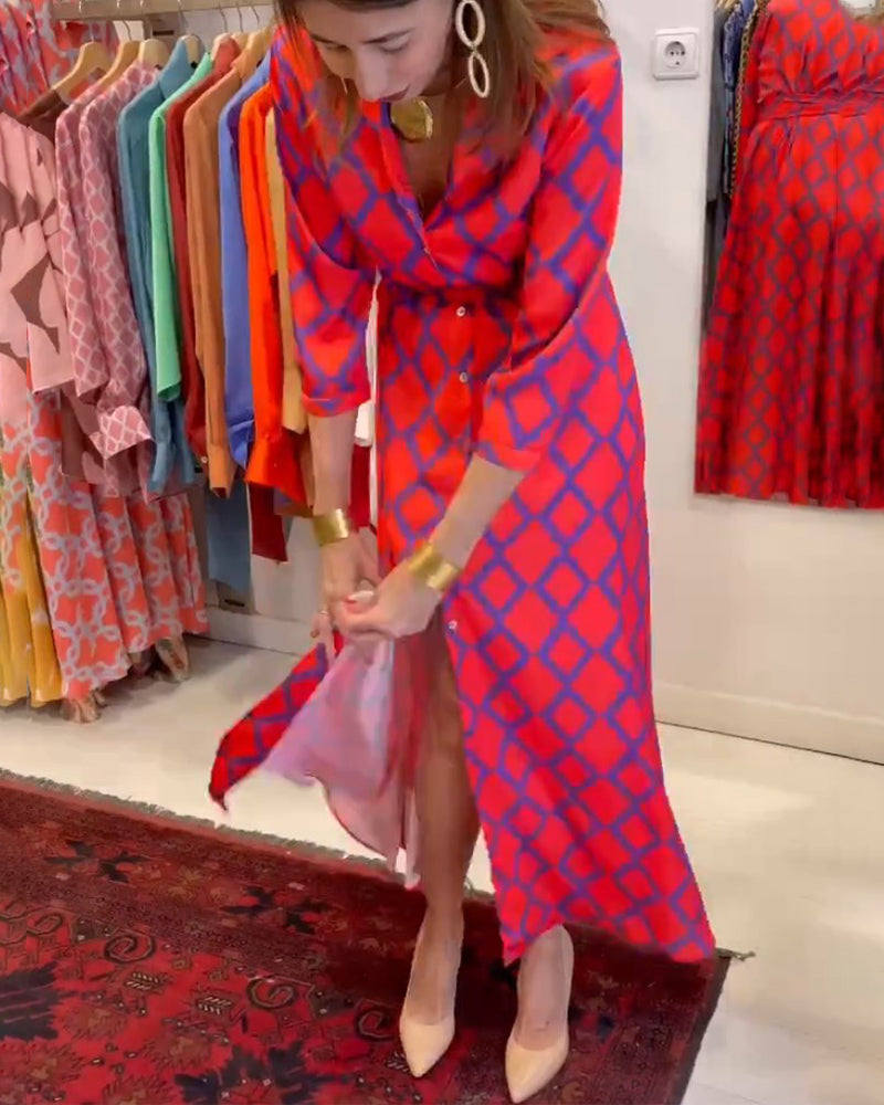 Valenzora | Shirt dress with V-neck and 3/4 sleeves