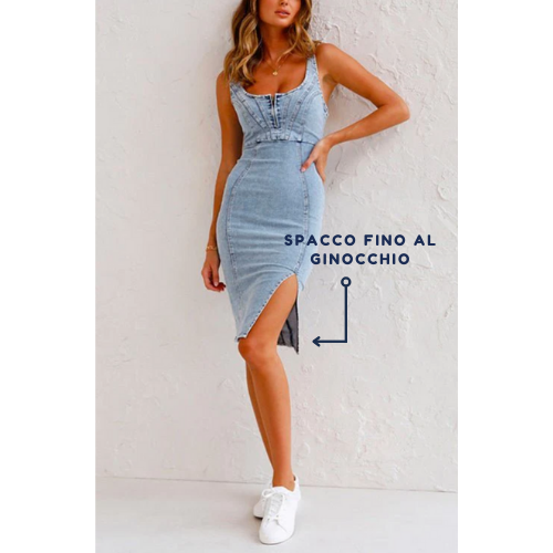 Valenzora | Denim dress with a fitted silhouette that ensures an elegant look