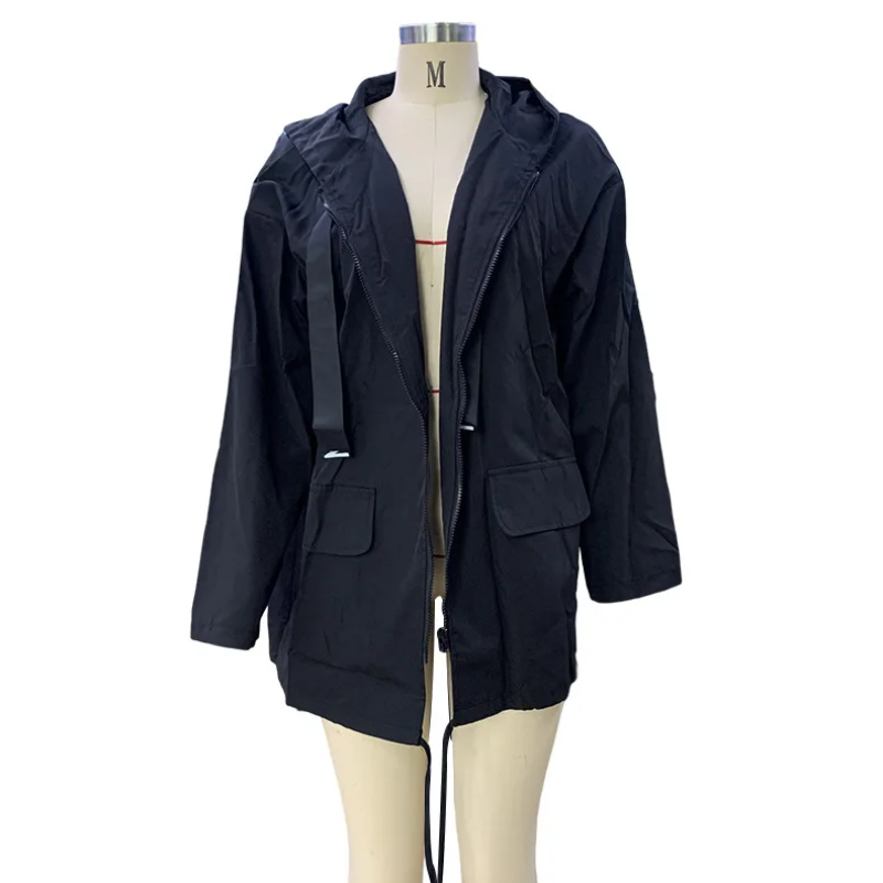Valenzora | Casual women's trench coat with graphic details and front pockets