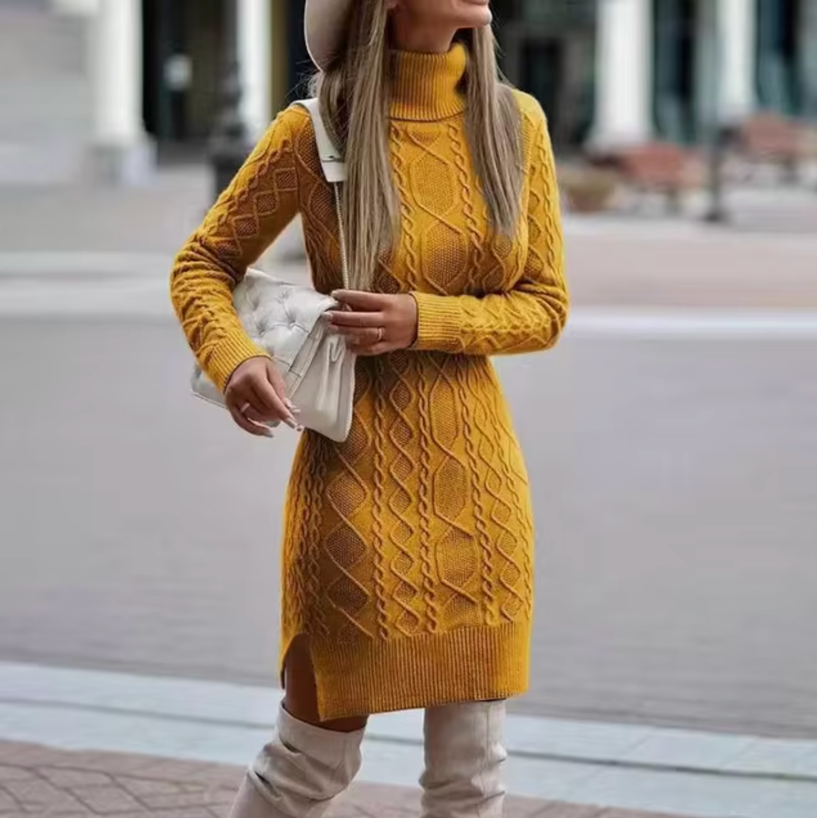 Valenzora – Knitted roll-neck sweater dress