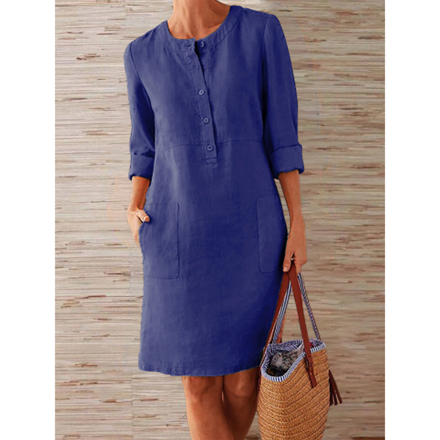 Valenzora | new solid color dress made of cotton and linen