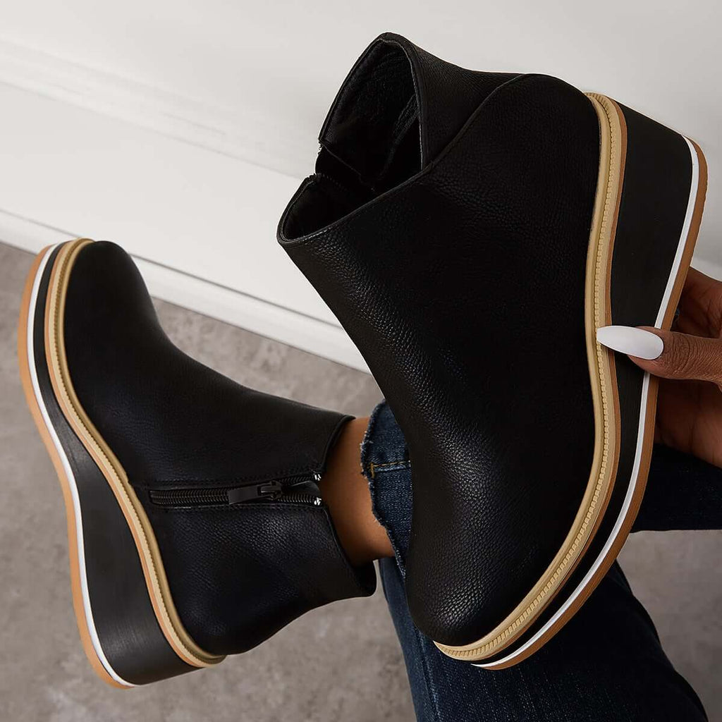 Valenzora - Stylish ankle boots with zipper and platform