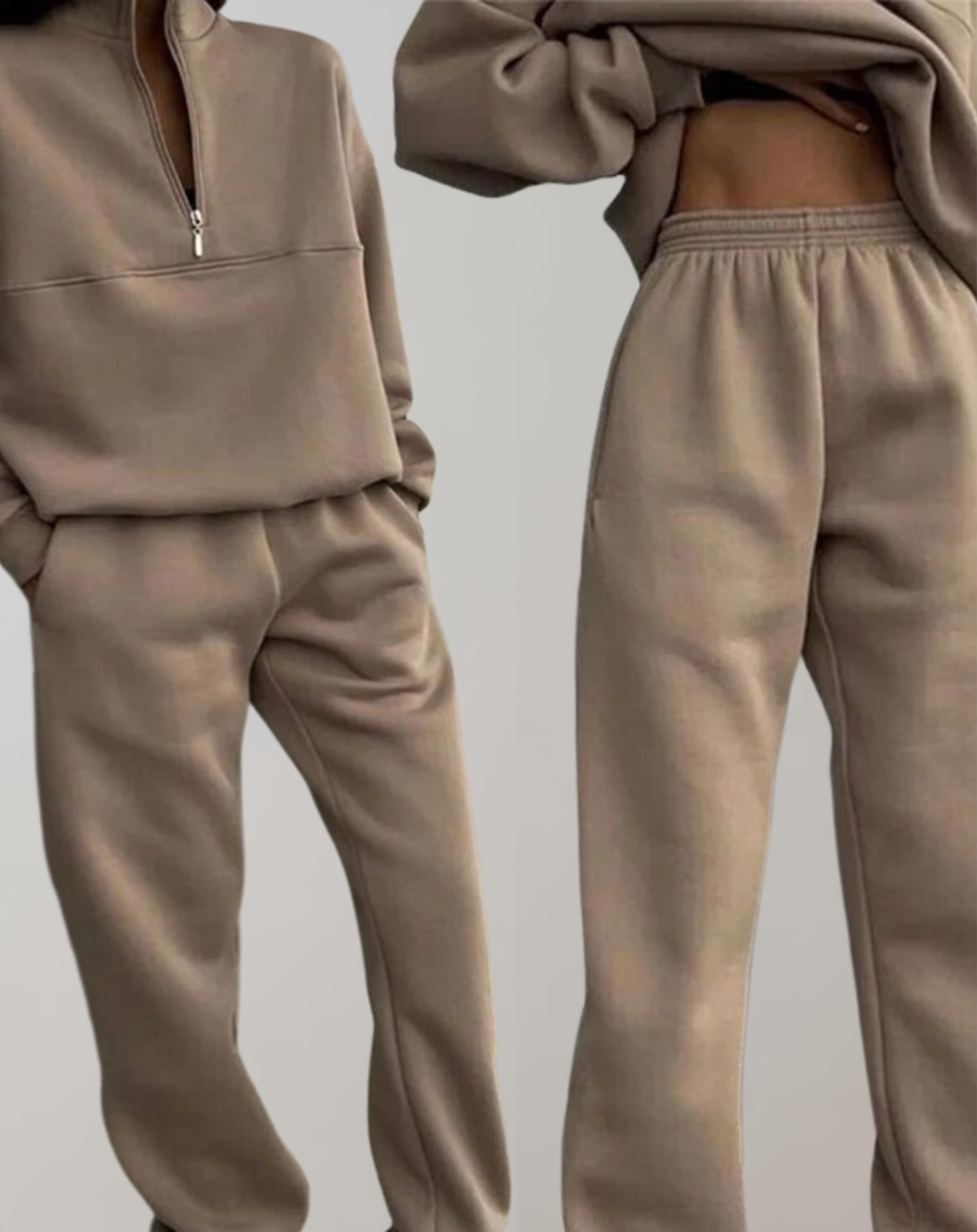 Valenzora | 3-piece fleece tracksuit set - stylish women's zip-up top and jogging pants